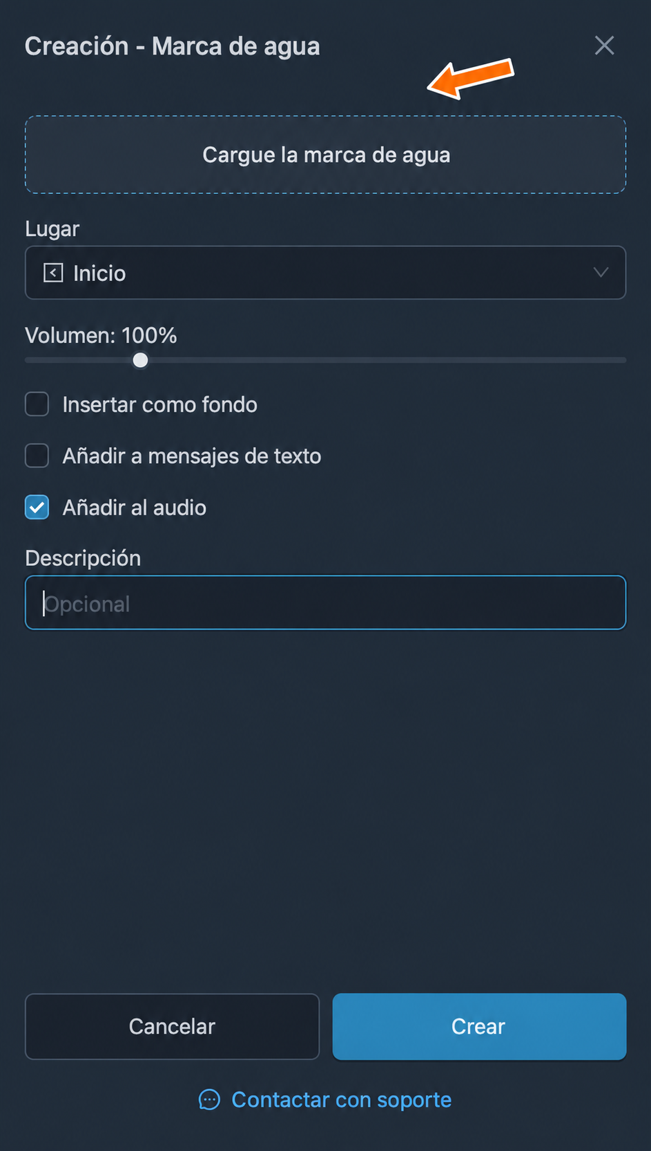 Carga del fragmento de audio