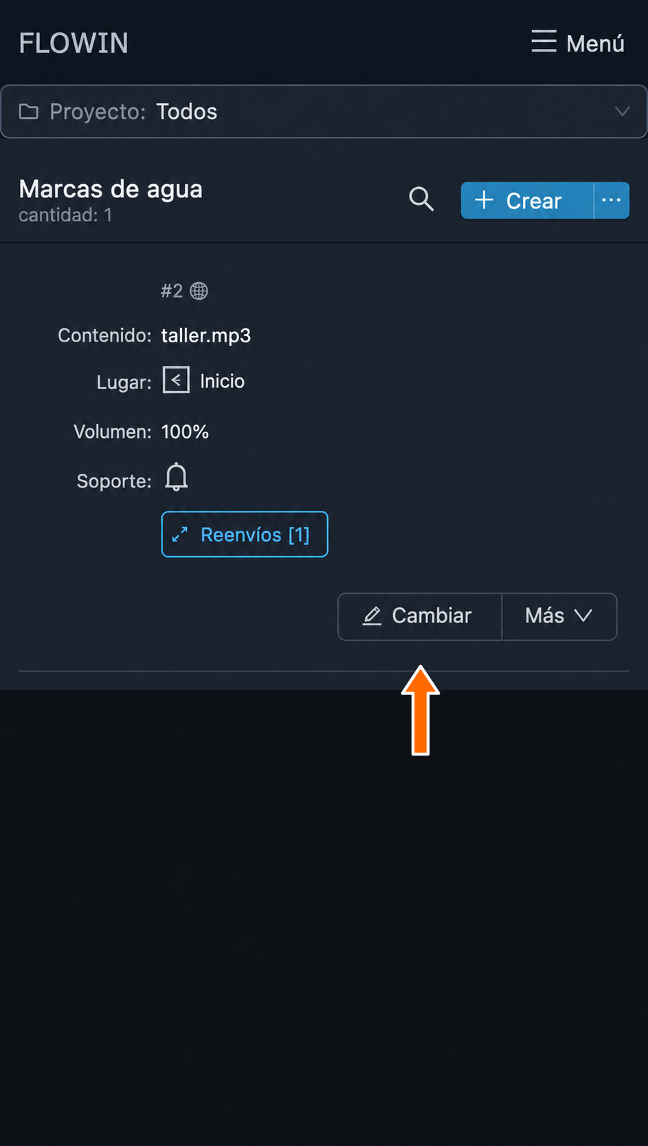 Botón para editar la marca de audio