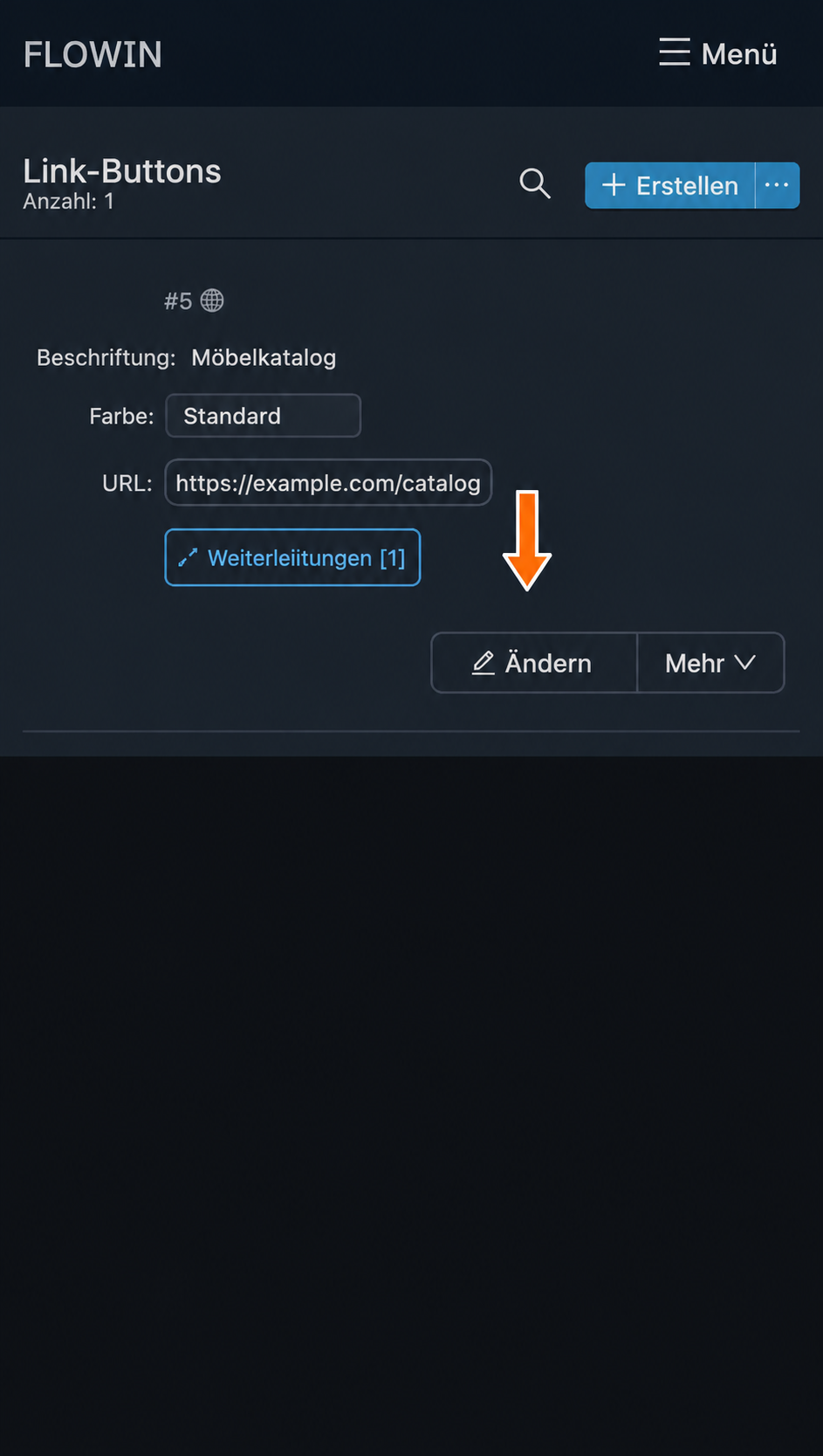 „Ändern“ öffnet die Einstellungen