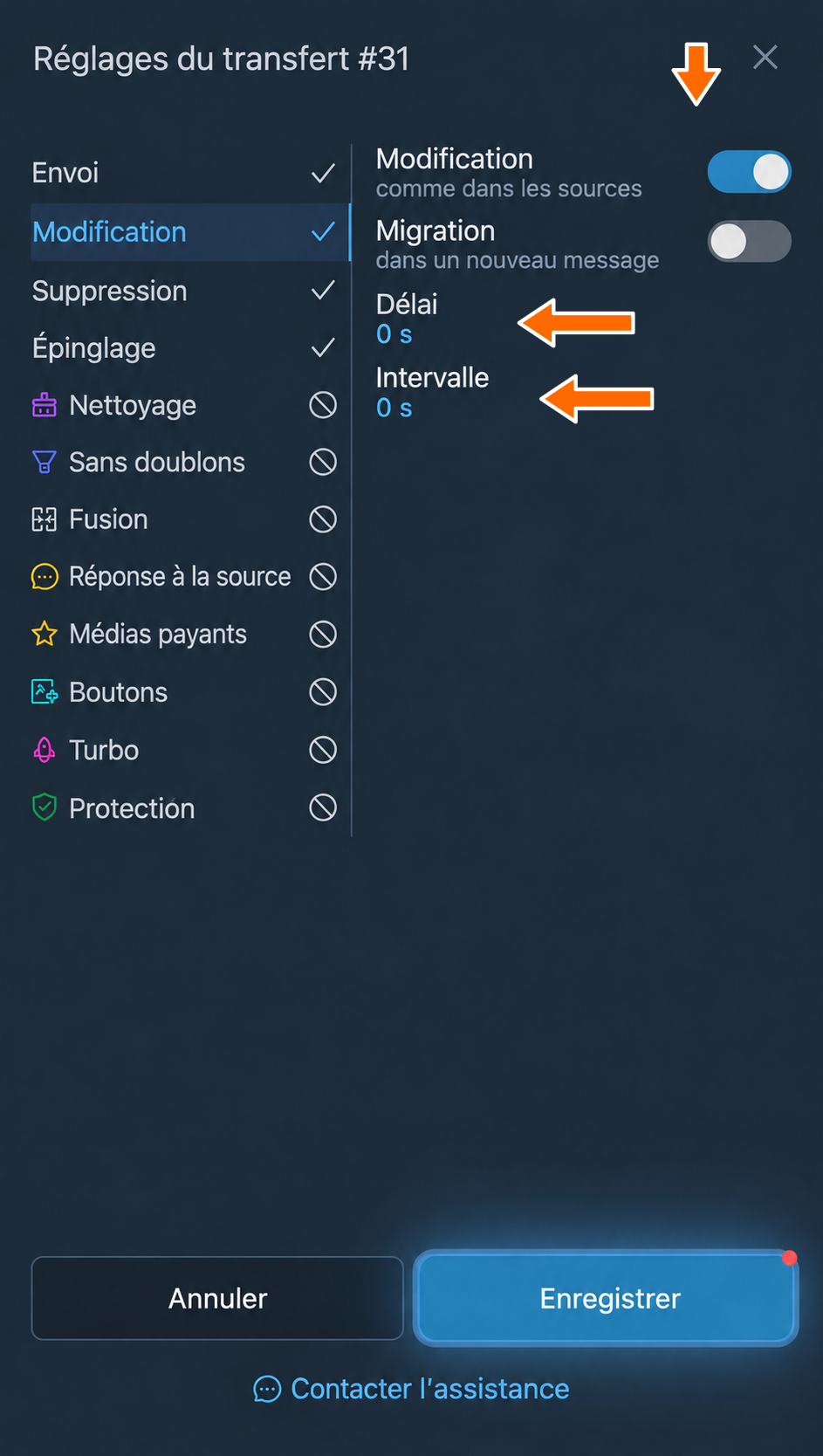 Modification des messages et migration