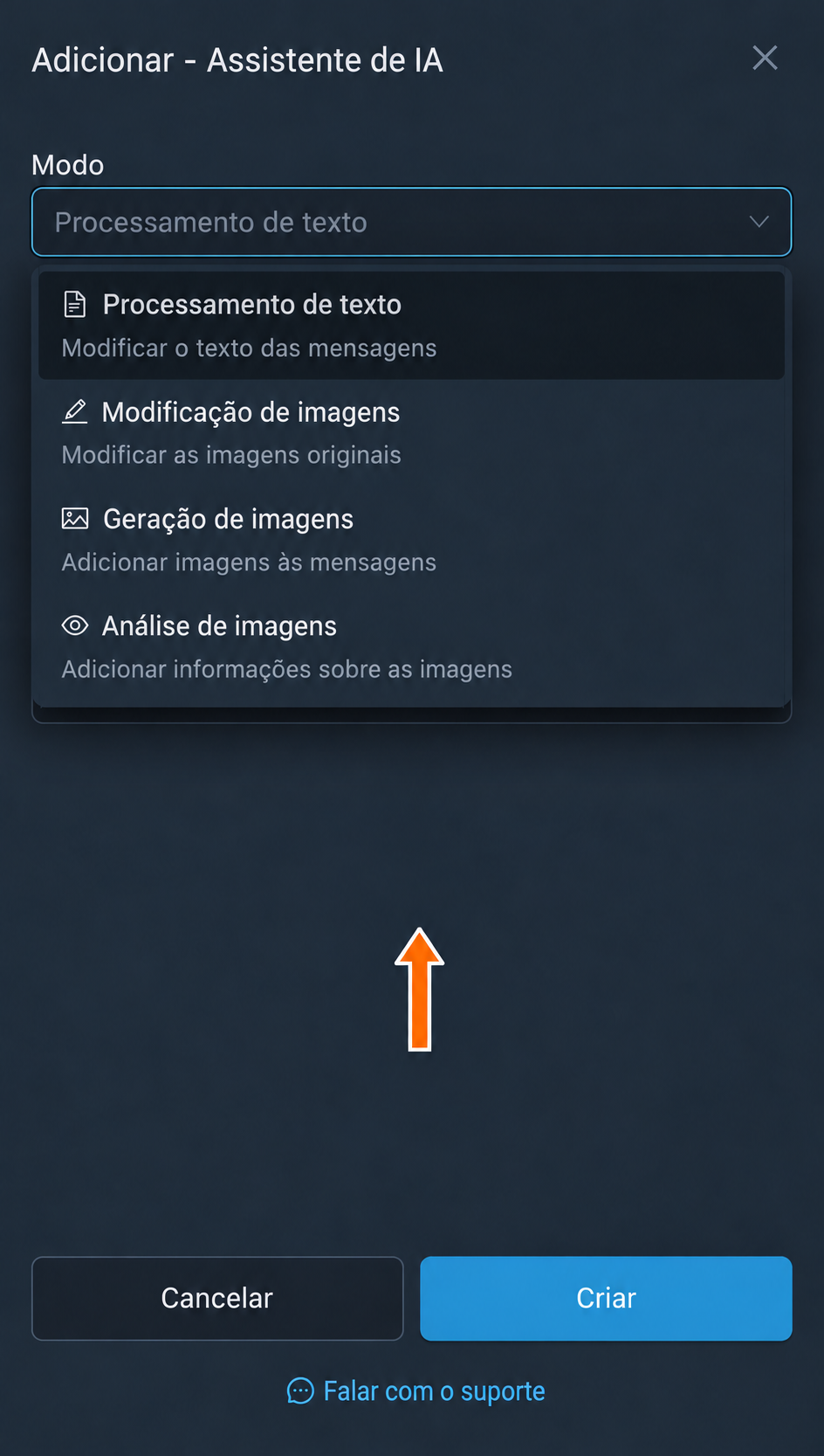 Quatro modos de processamento de texto e imagens