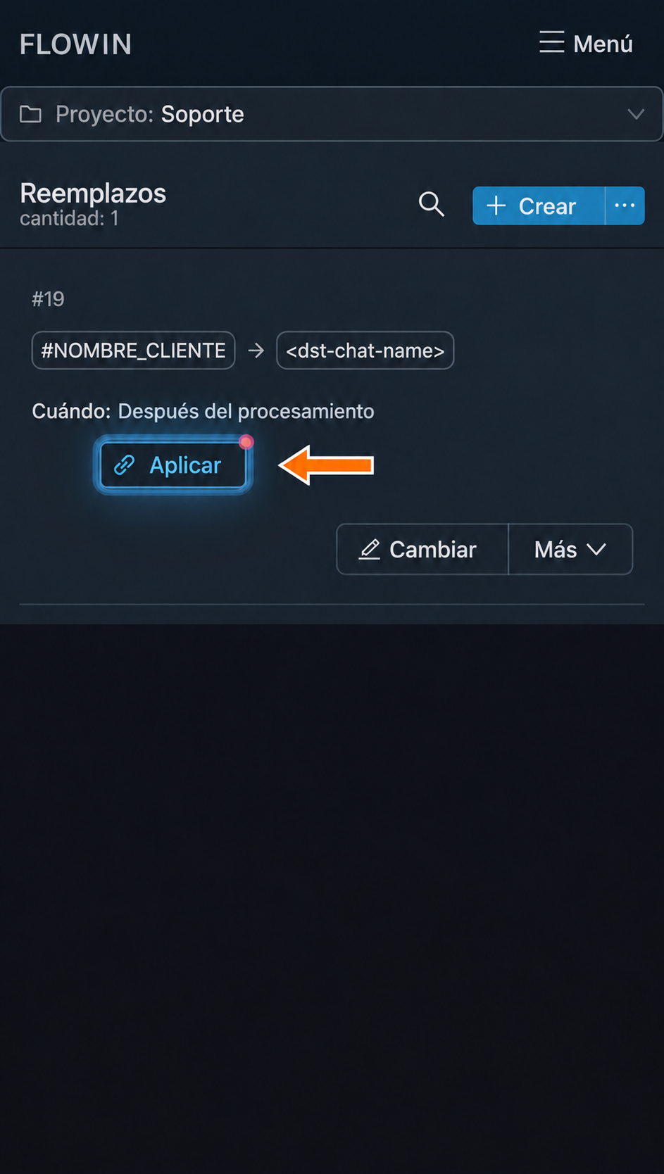 Aplicación del reemplazo al reenvío