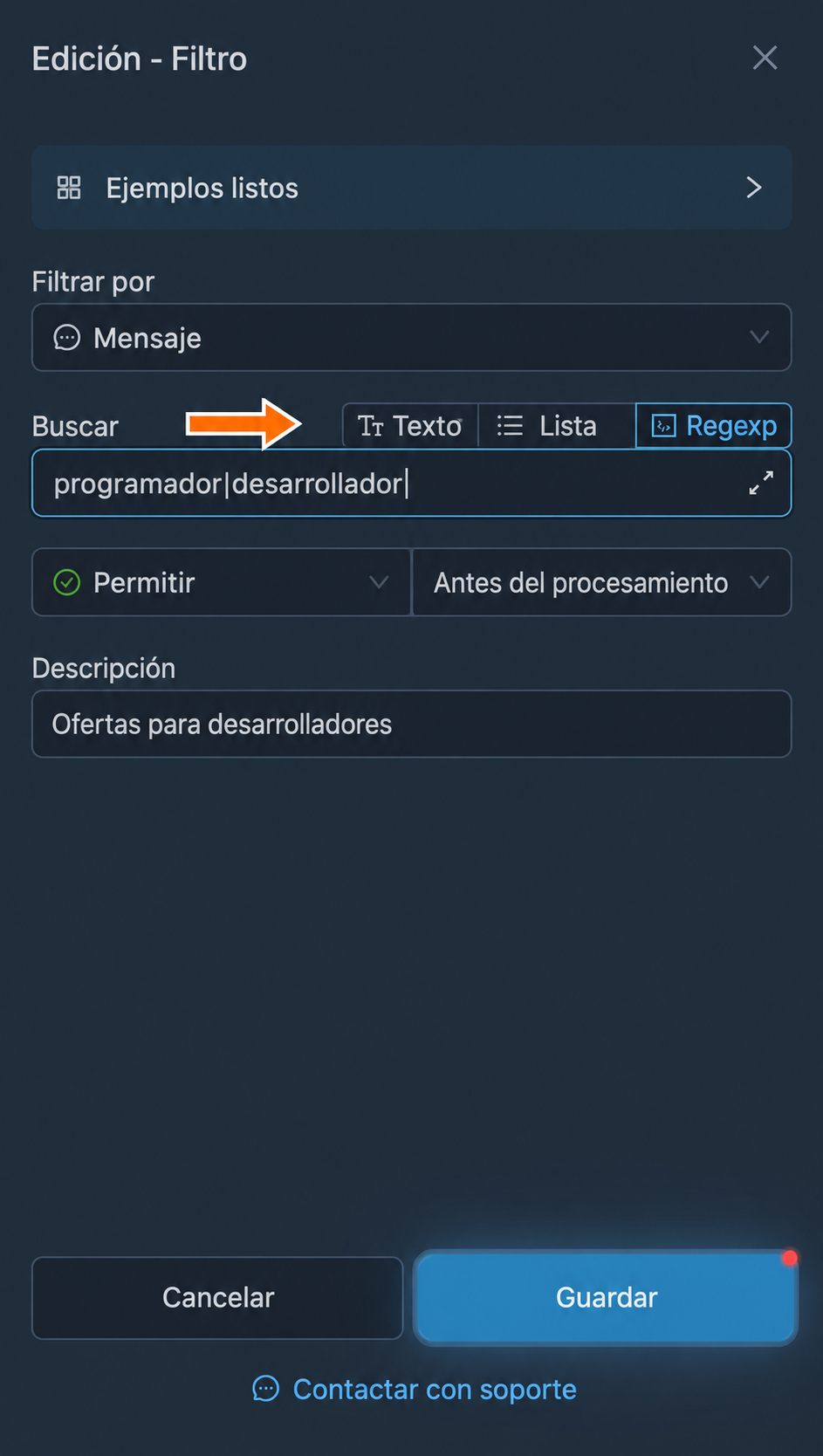 Búsqueda mediante una expresión regular