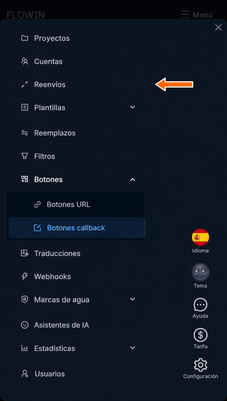 Acceso a la lista de reenvíos