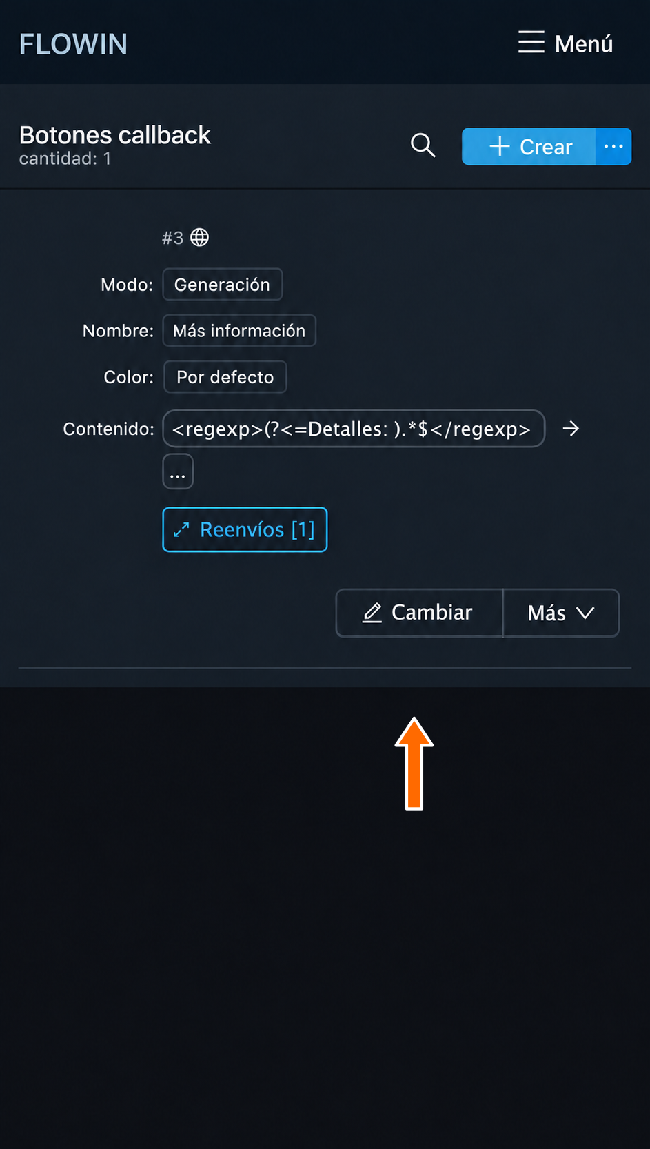 Acceso a la configuración principal del botón