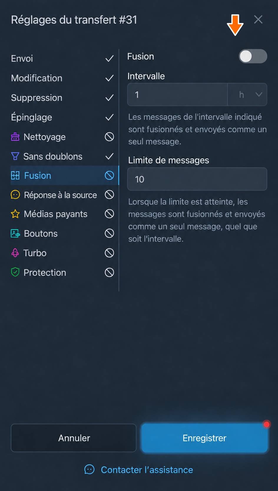 Fusion des messages