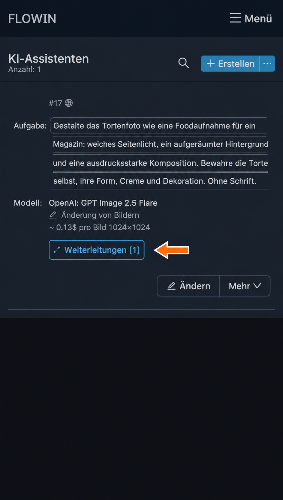Die Verarbeitung ist mit einer Weiterleitung verbunden