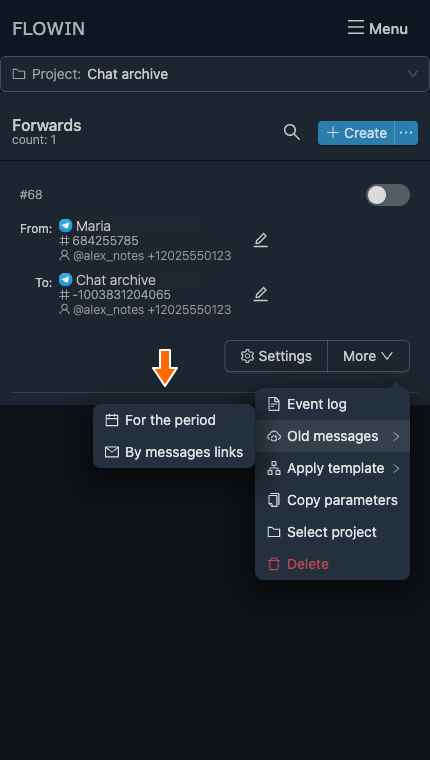 Copying messages from a date range.