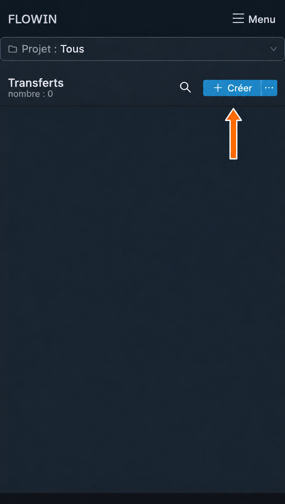 Bouton de création d’un transfert