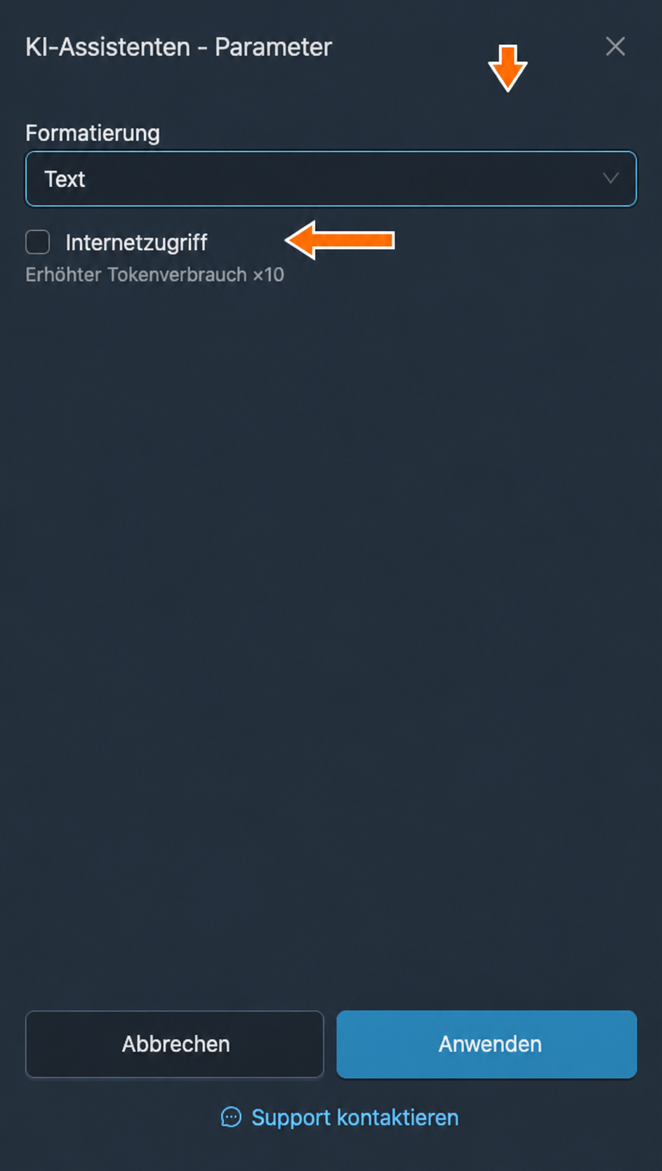 Parameter der Textverarbeitung