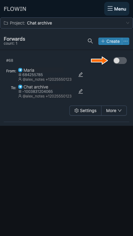 Turning off automatic forwarding of new messages.