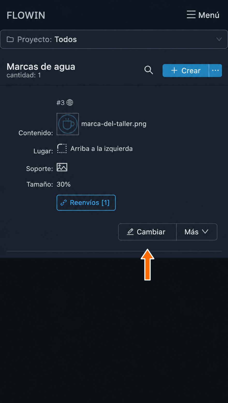 Botón para editar la marca con imagen
