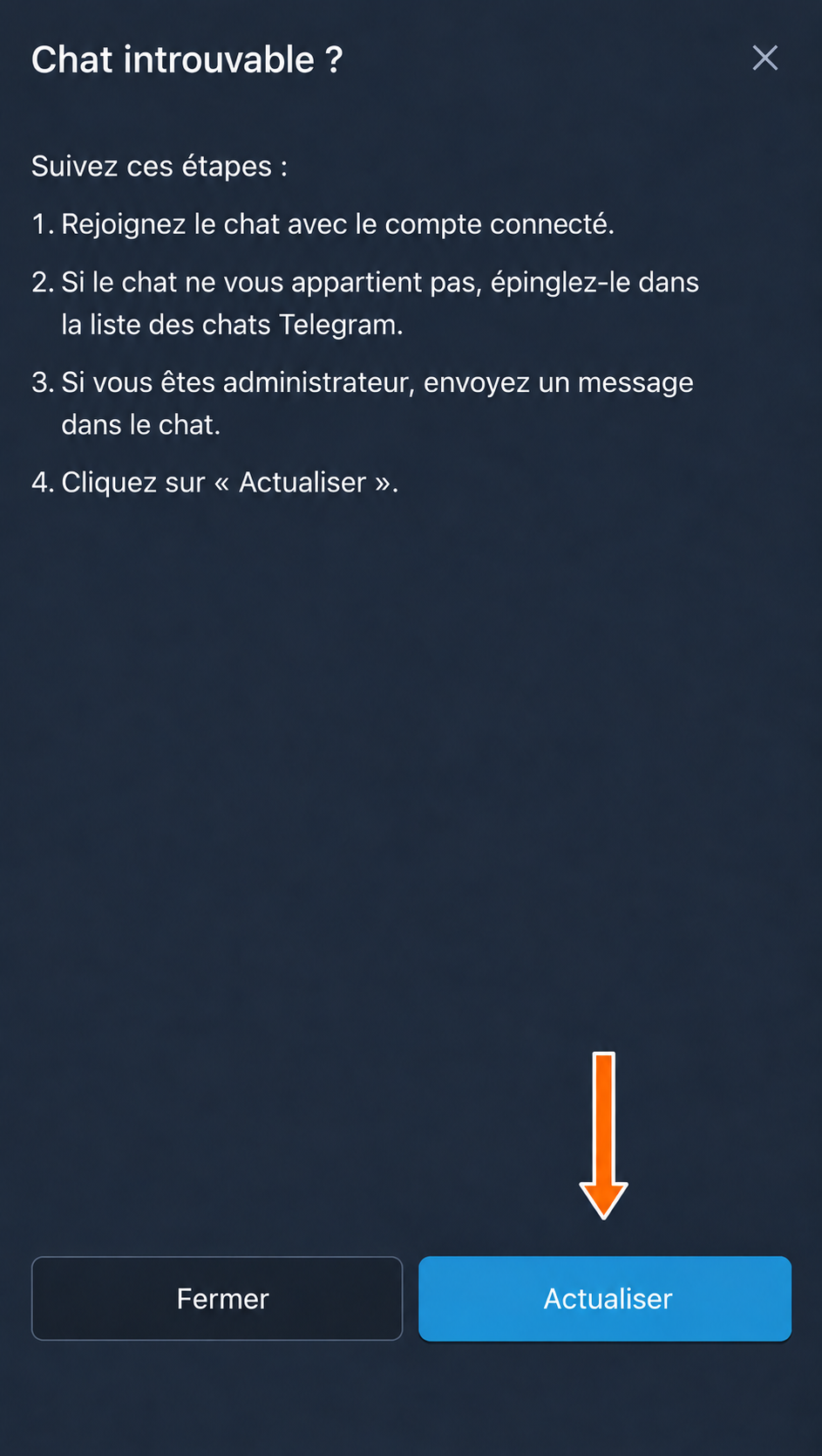Actualisation de la liste des conversations