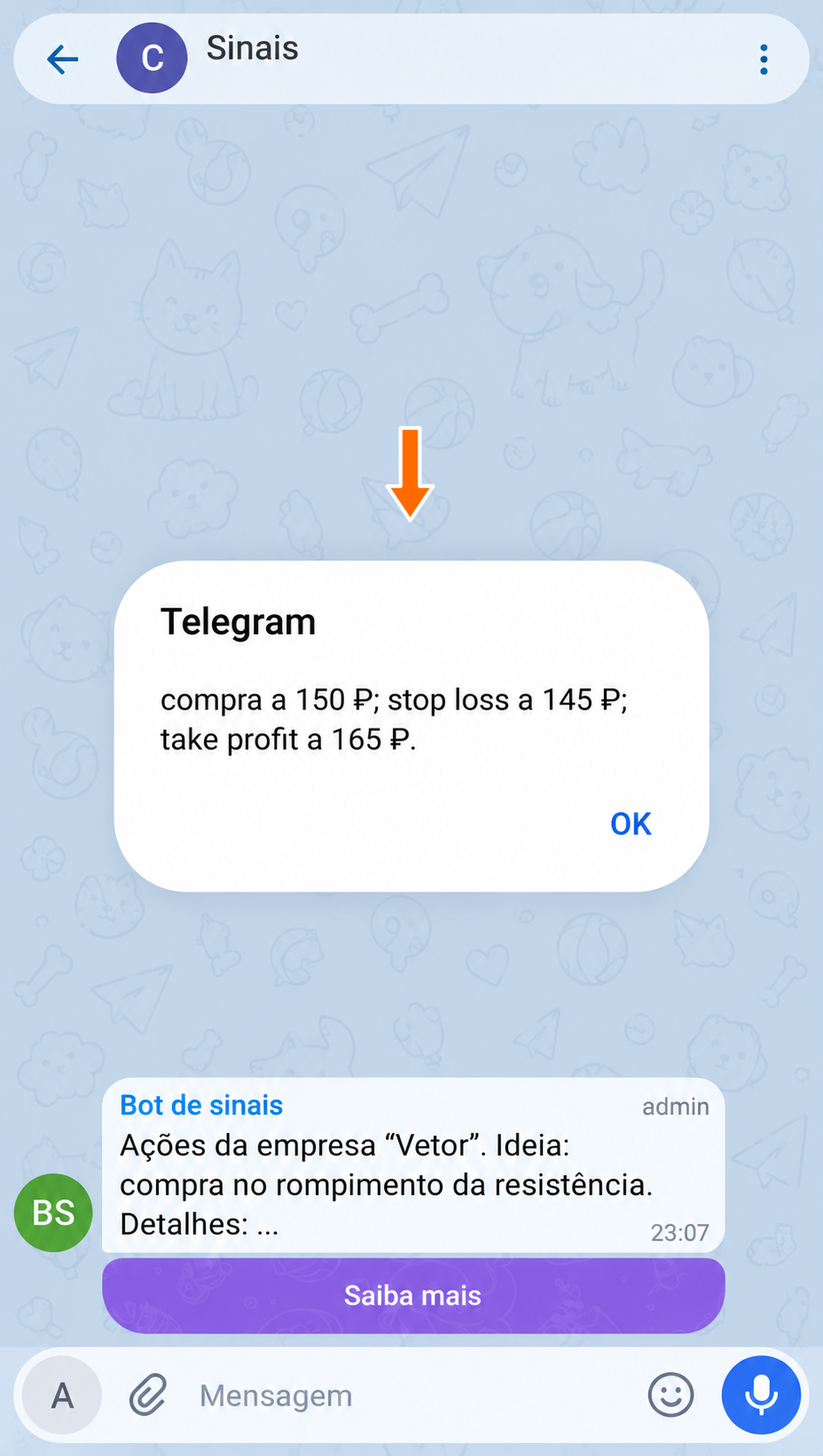 Um clique em “Saiba mais” mostra o texto transferido