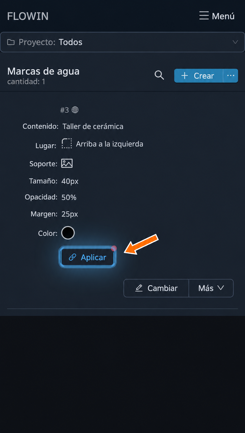 Aplicación de la marca creada