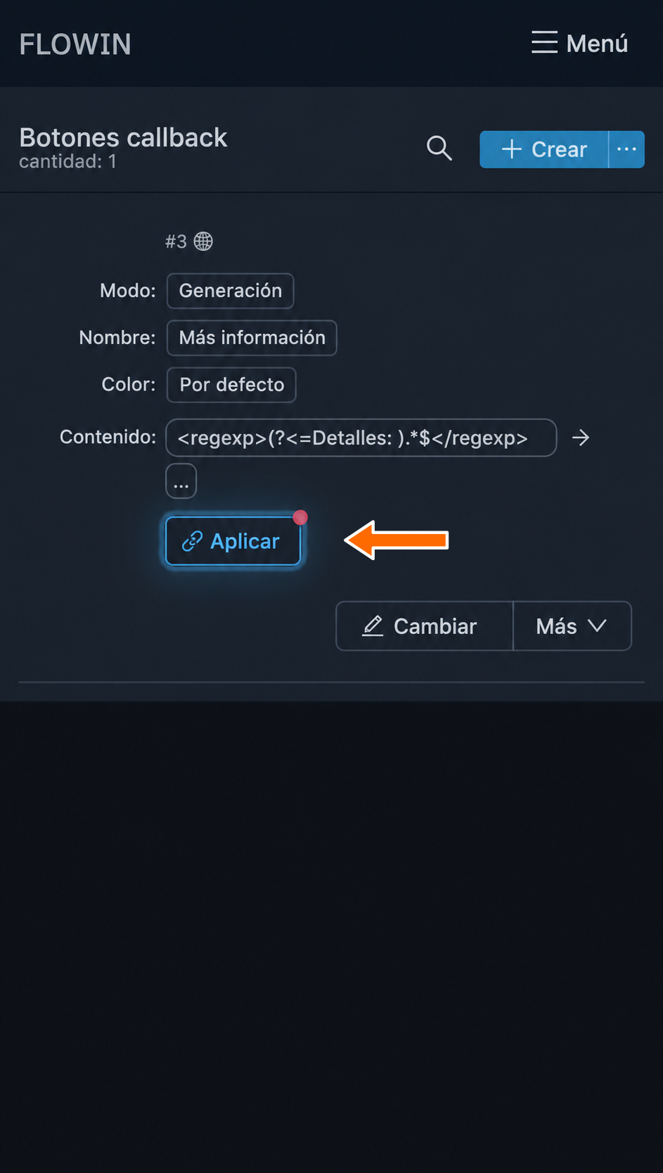 Aplicación del botón creado al reenvío
