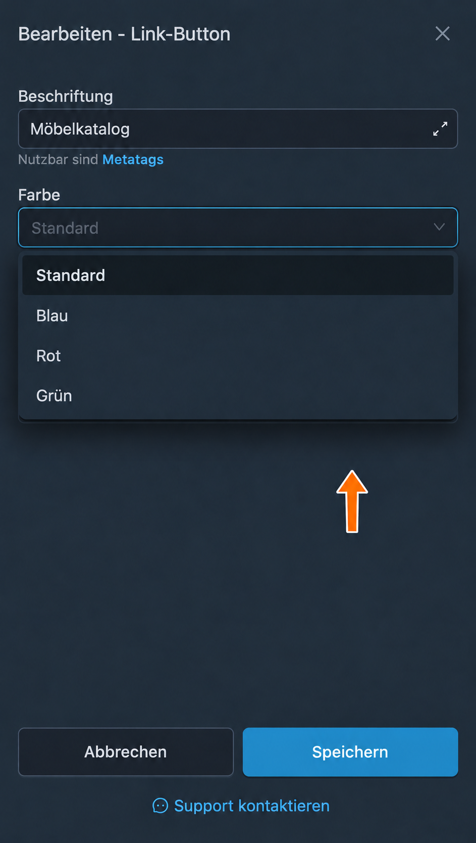 Verfügbare Farben für URL-Buttons