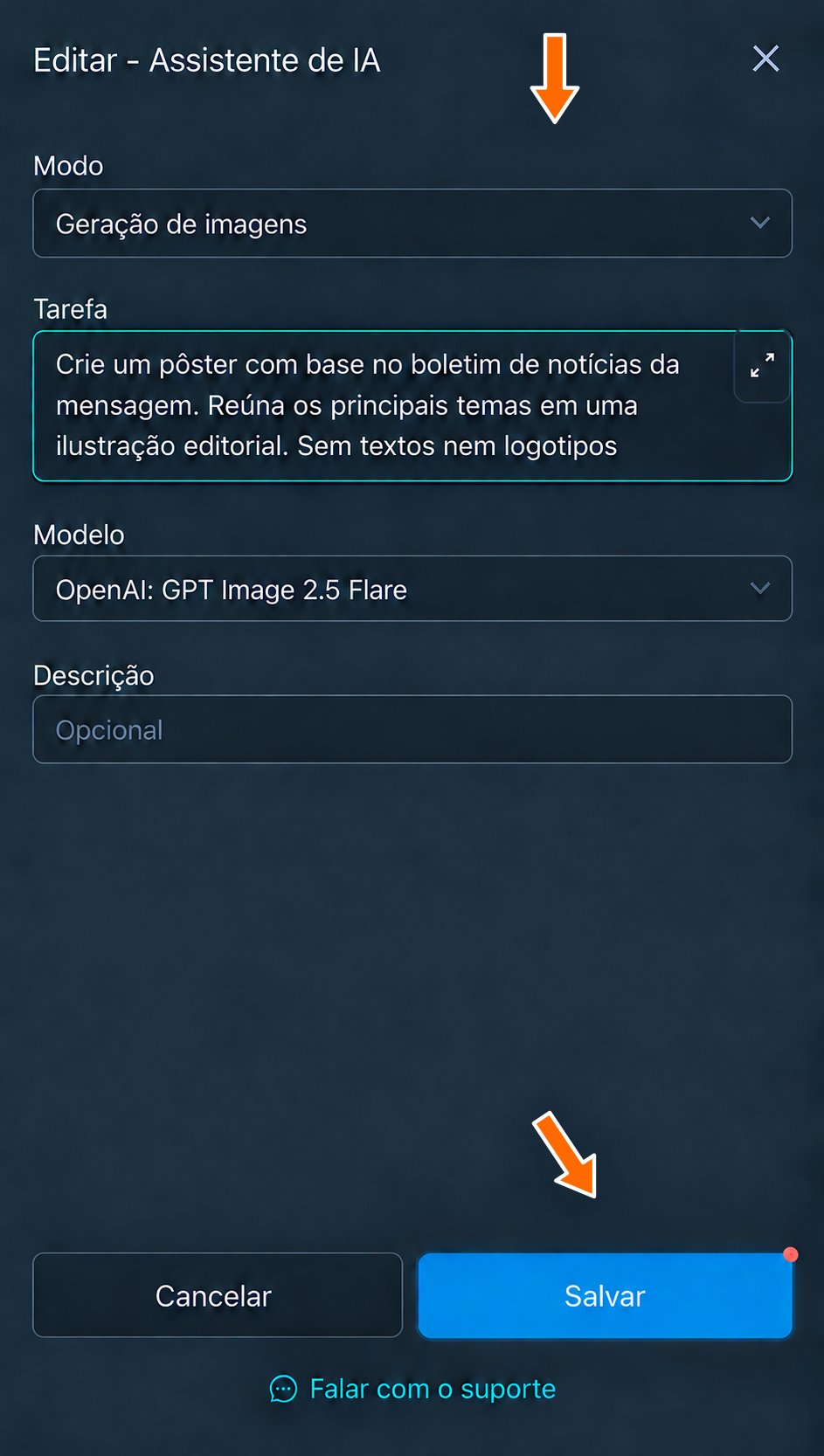 Tarefa para um pôster baseado em um boletim de notícias