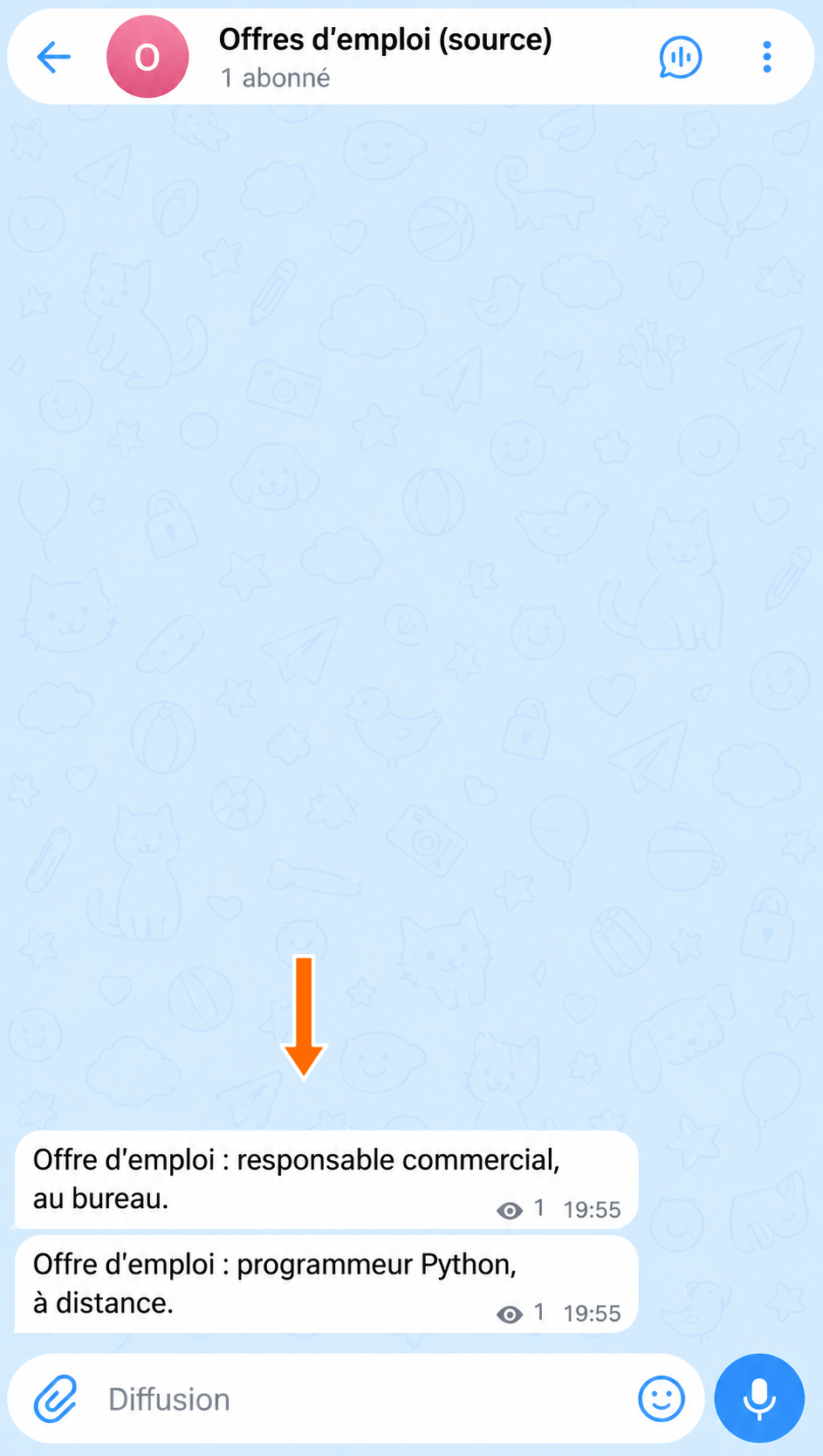 Deux messages sont publiés dans la source