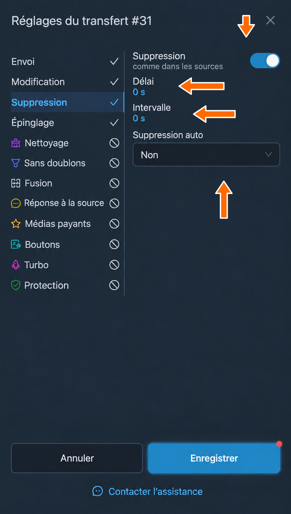 Suppression des messages