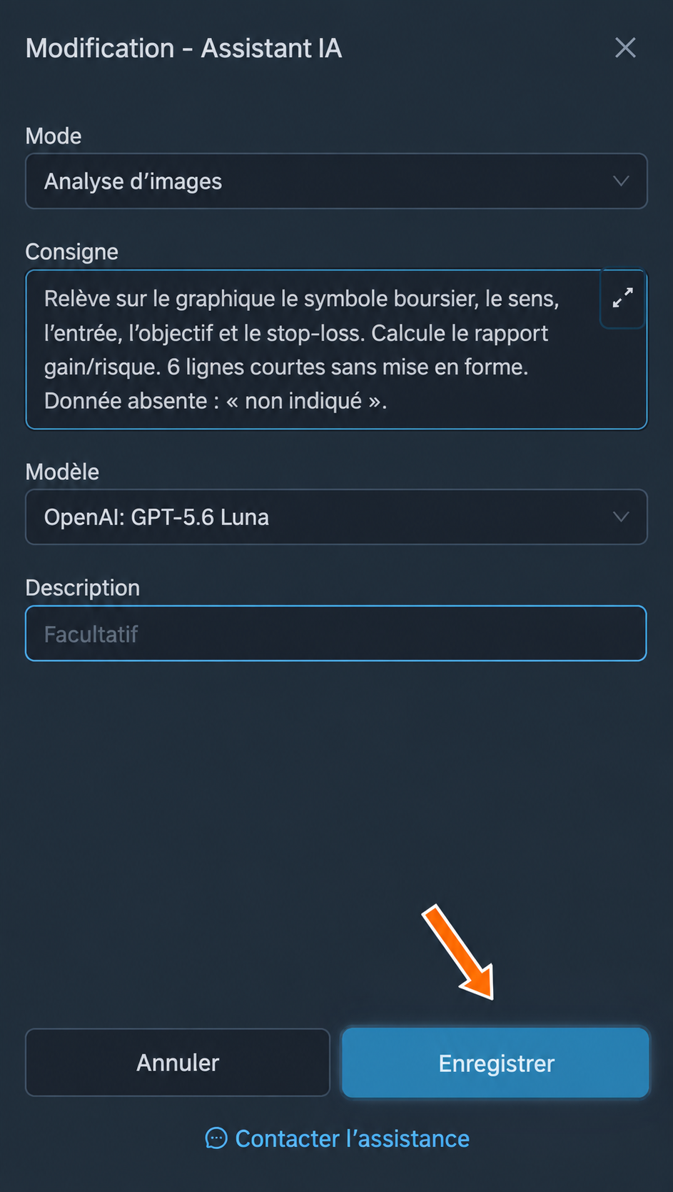 Modification de la consigne et enregistrement des réglages