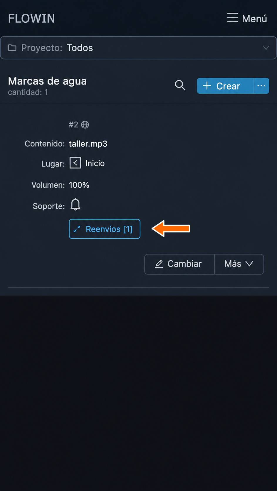 La marca de audio está vinculada al reenvío de lecciones