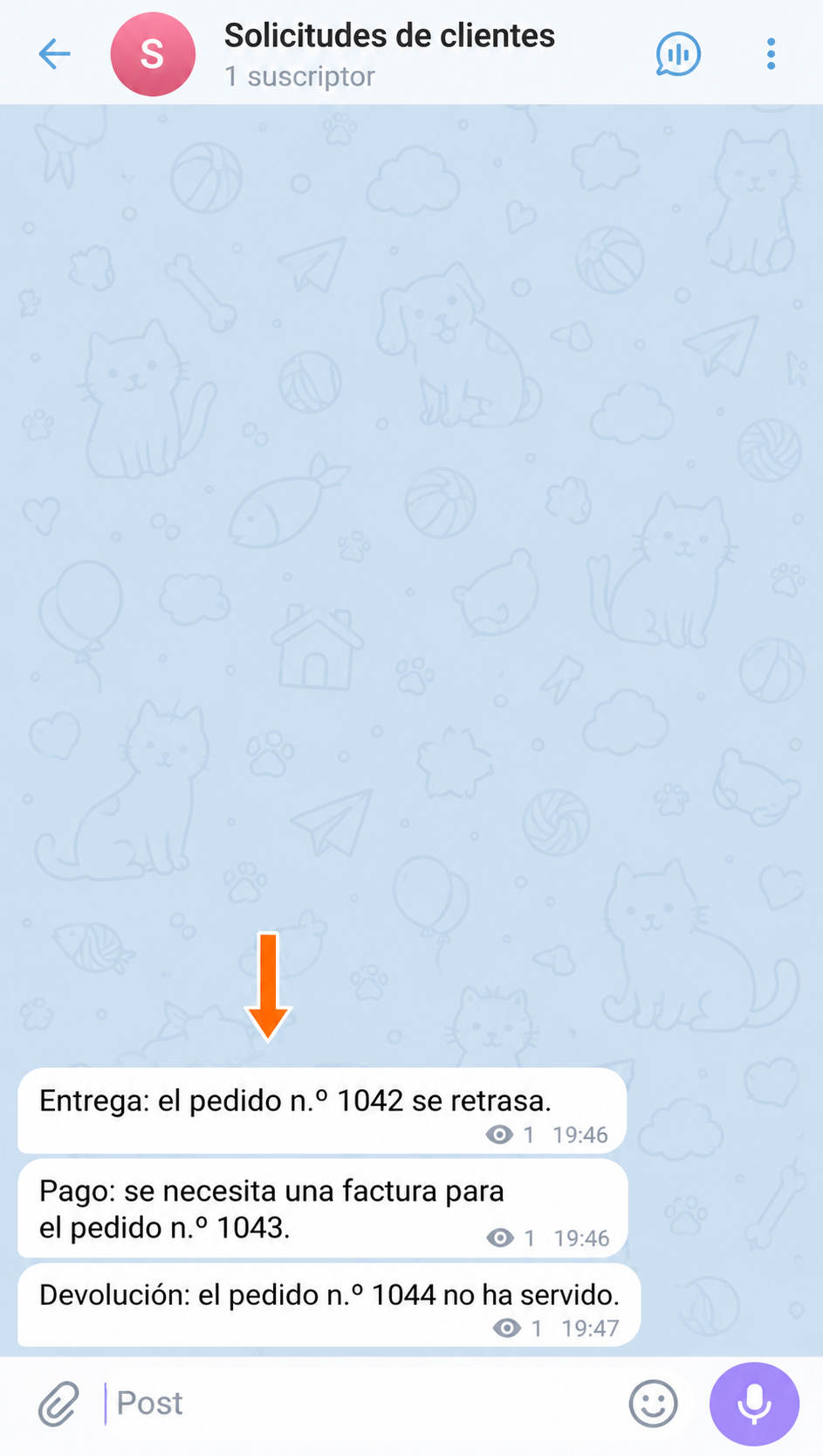 Solicitudes de ejemplo sobre entrega, pago y devolución