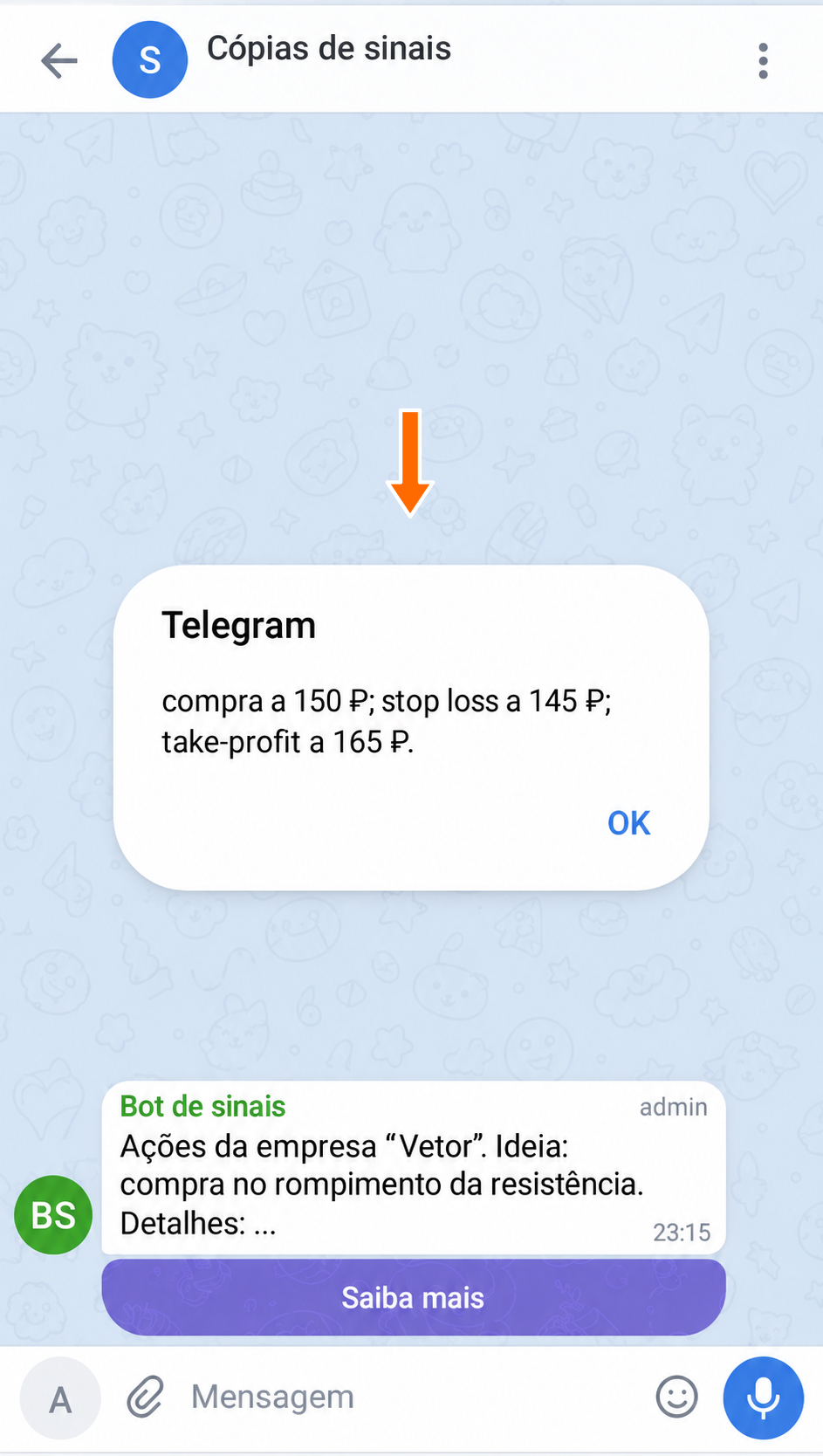 O botão copiado mostra a mesma resposta