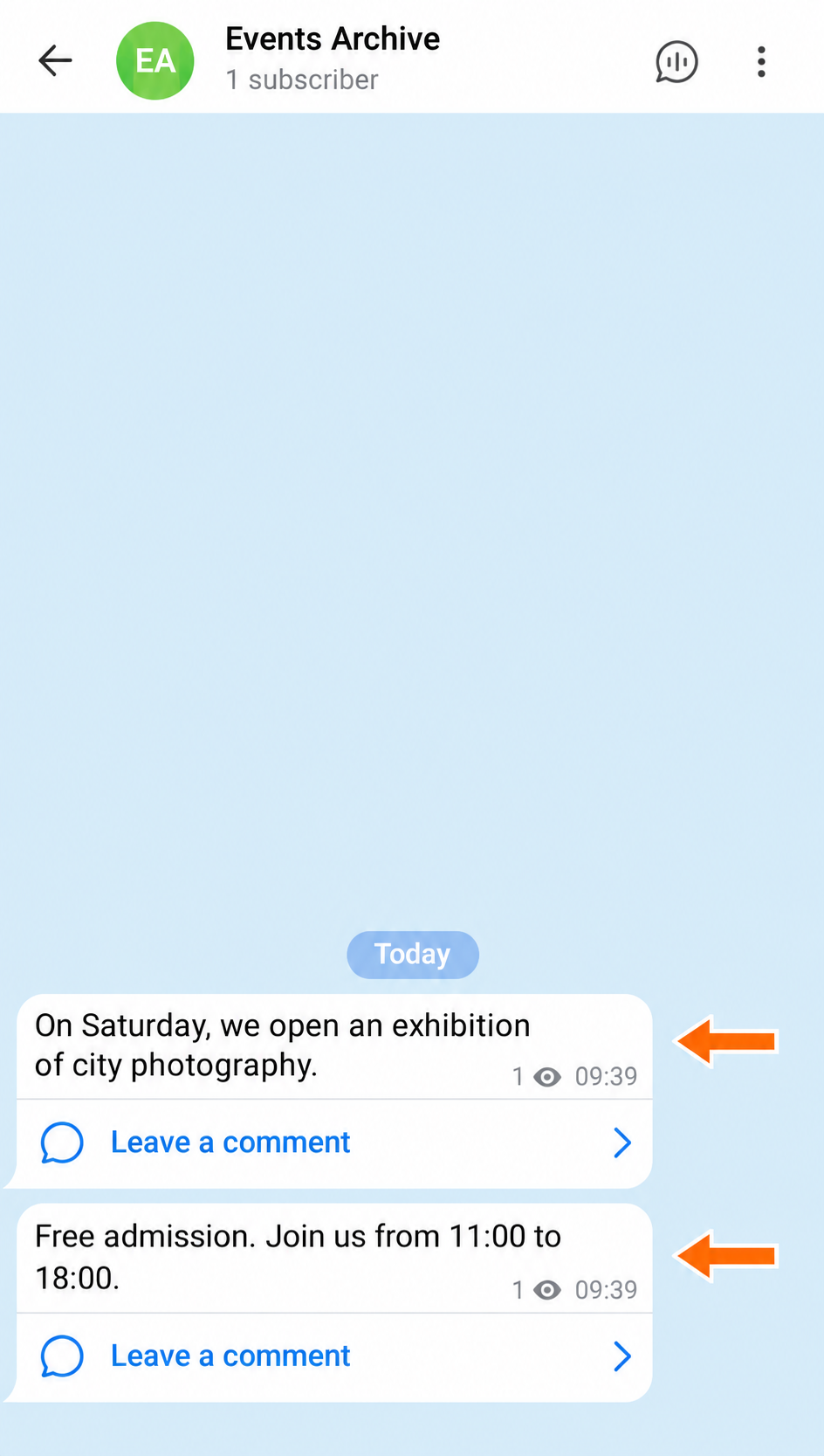 Copied posts in the Events Archive channel