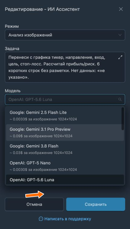 Модели для выбранного режима