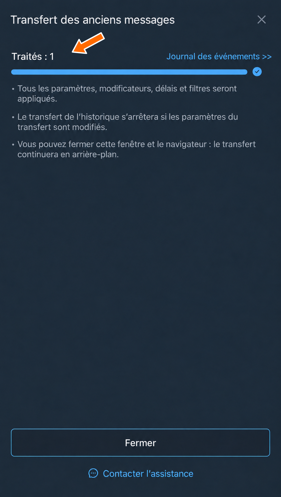 Un message indiqué a été traité