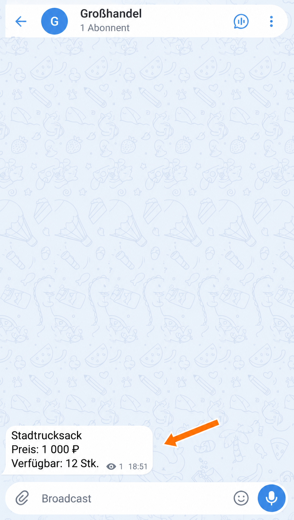 Die ursprüngliche Nachricht mit dem Großhandelspreis