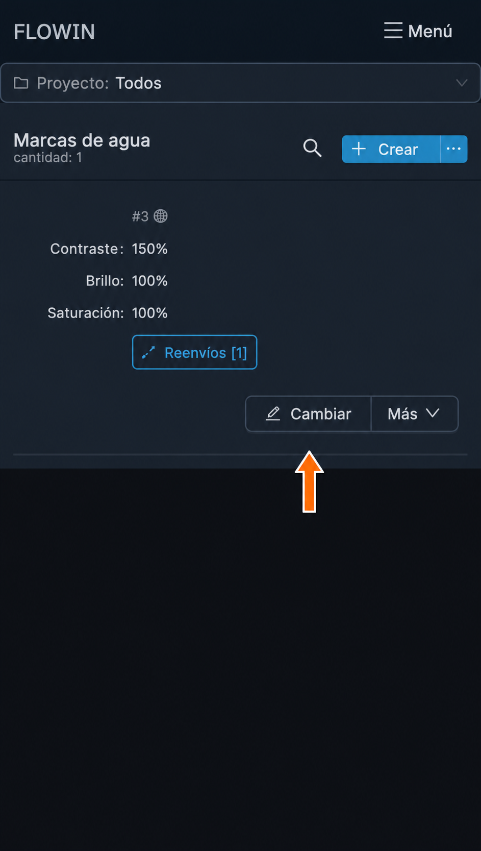 Botón para editar los parámetros de procesamiento