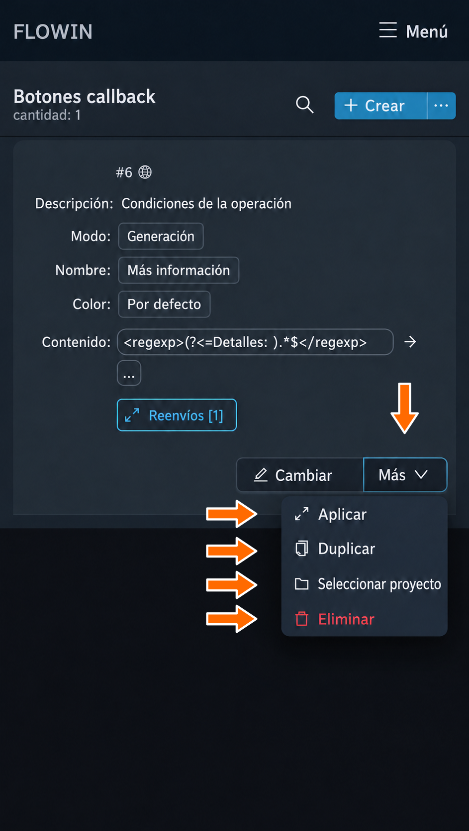 Otras acciones con un botón callback