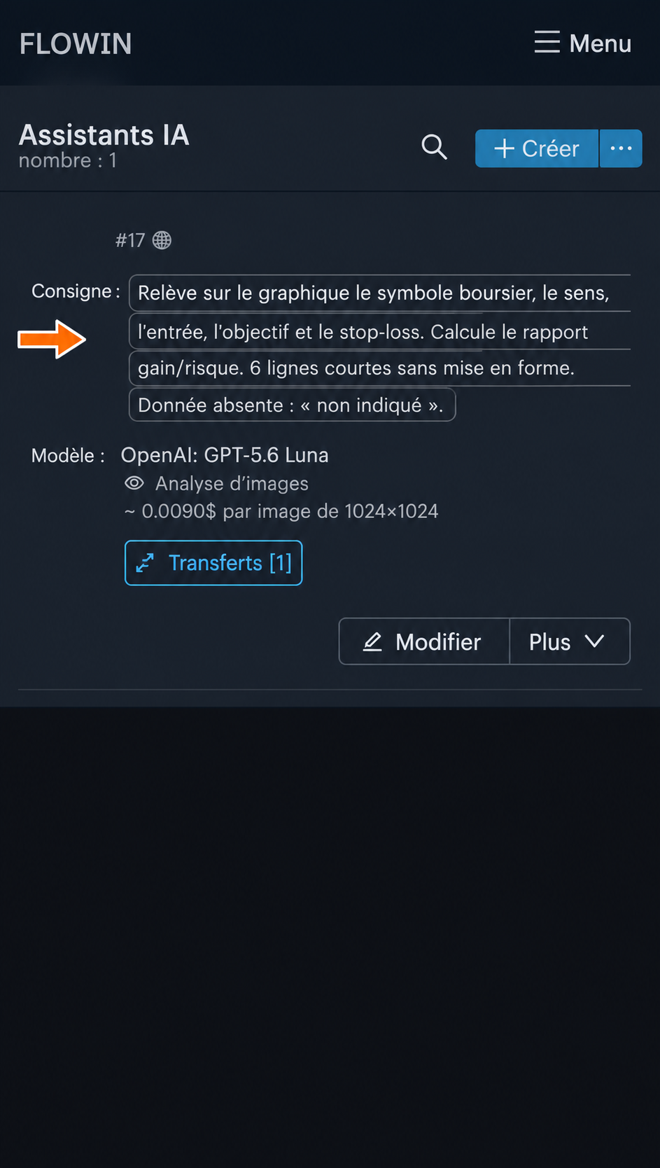 La tâche enregistrée apparaît dans la liste