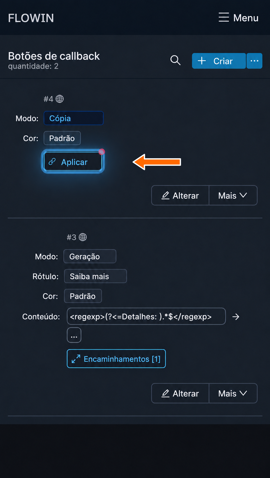 Aplicação da cópia a um encaminhamento