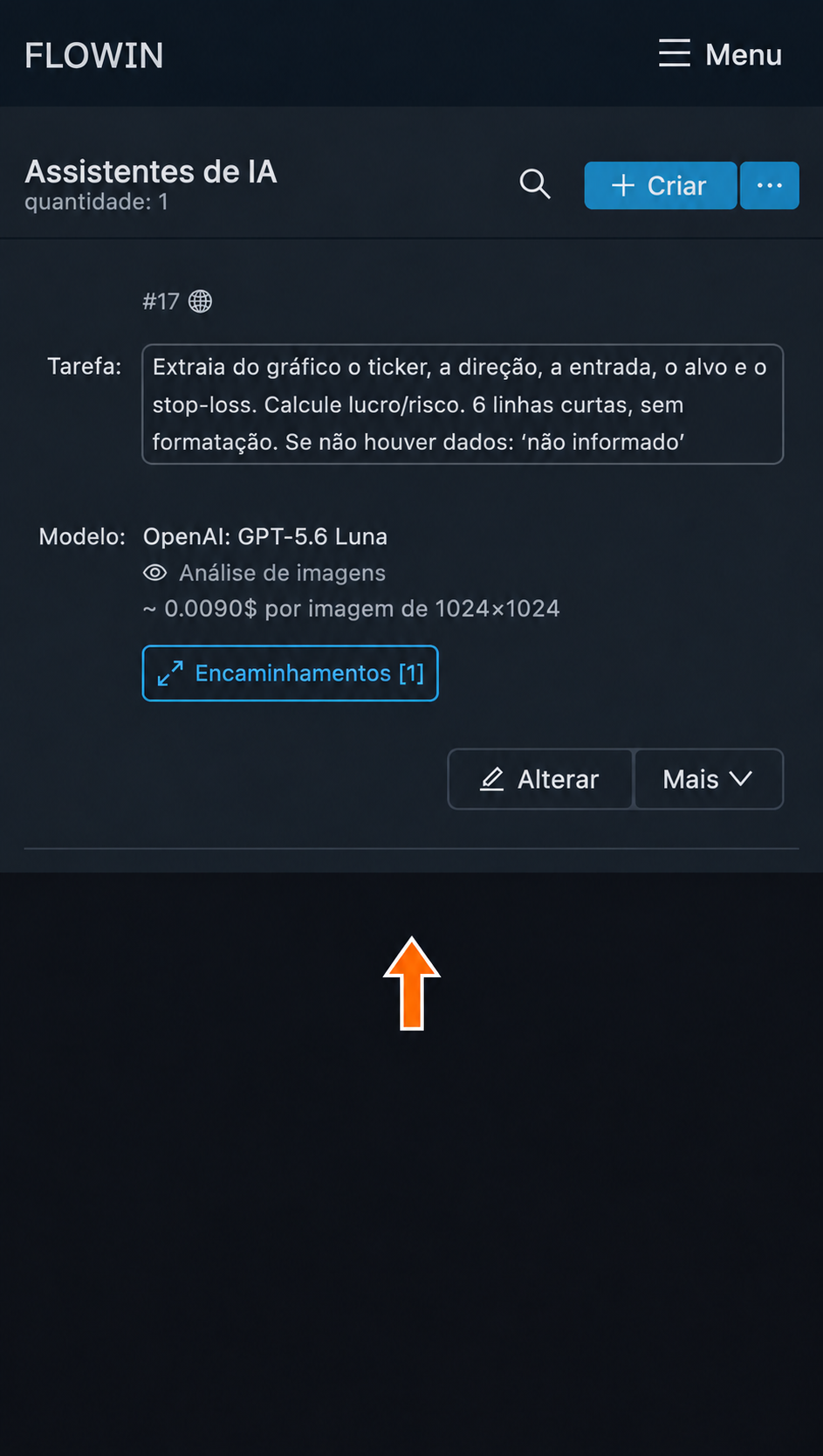 A tarefa salva aparece na lista