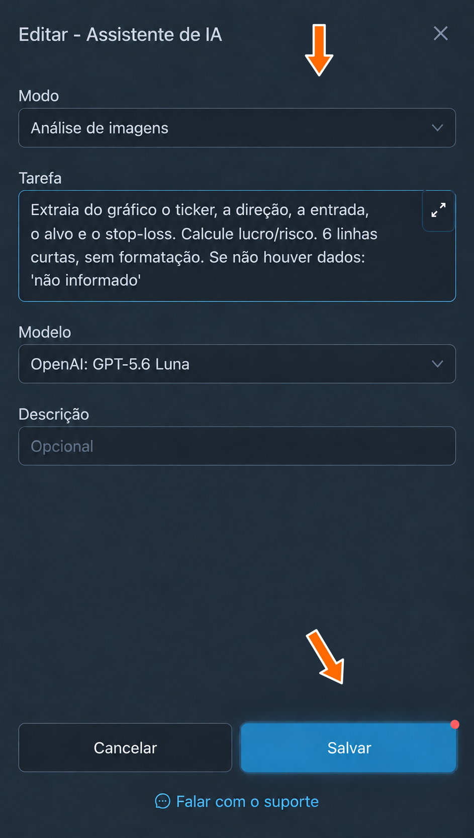 Tarefa: ler o plano de operação no gráfico