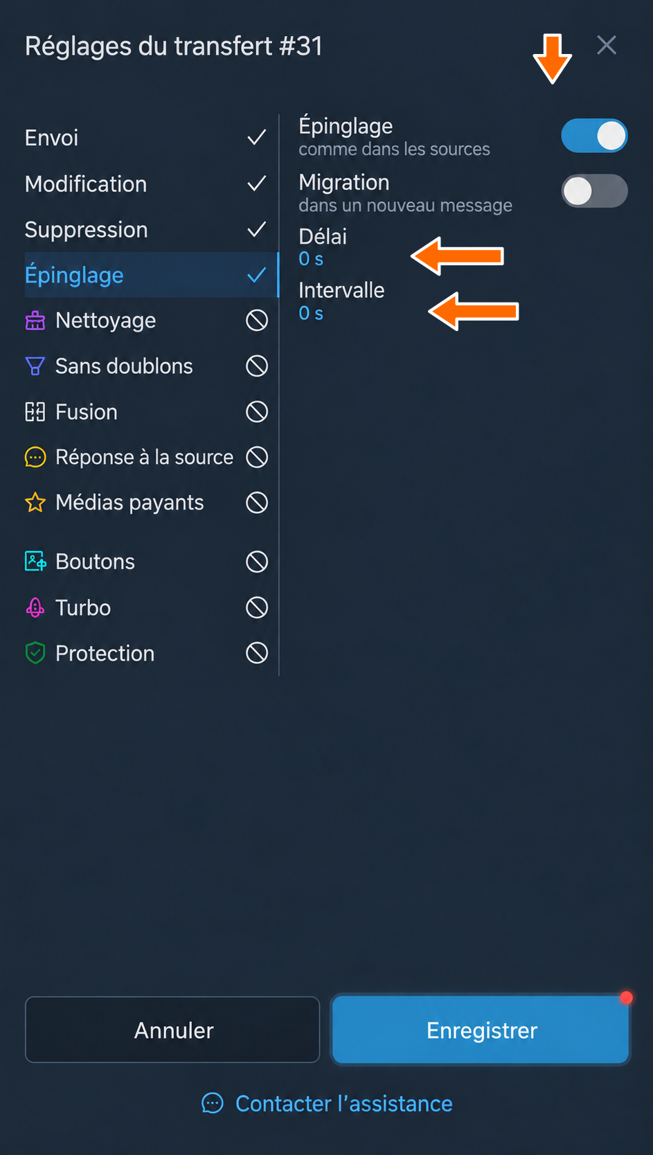 Épinglage des messages