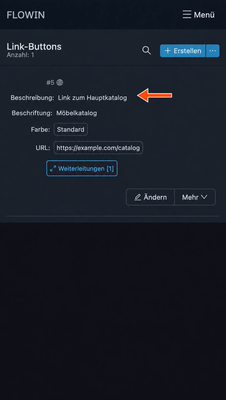 Die Beschreibung hilft, den Button in der Liste zu erkennen