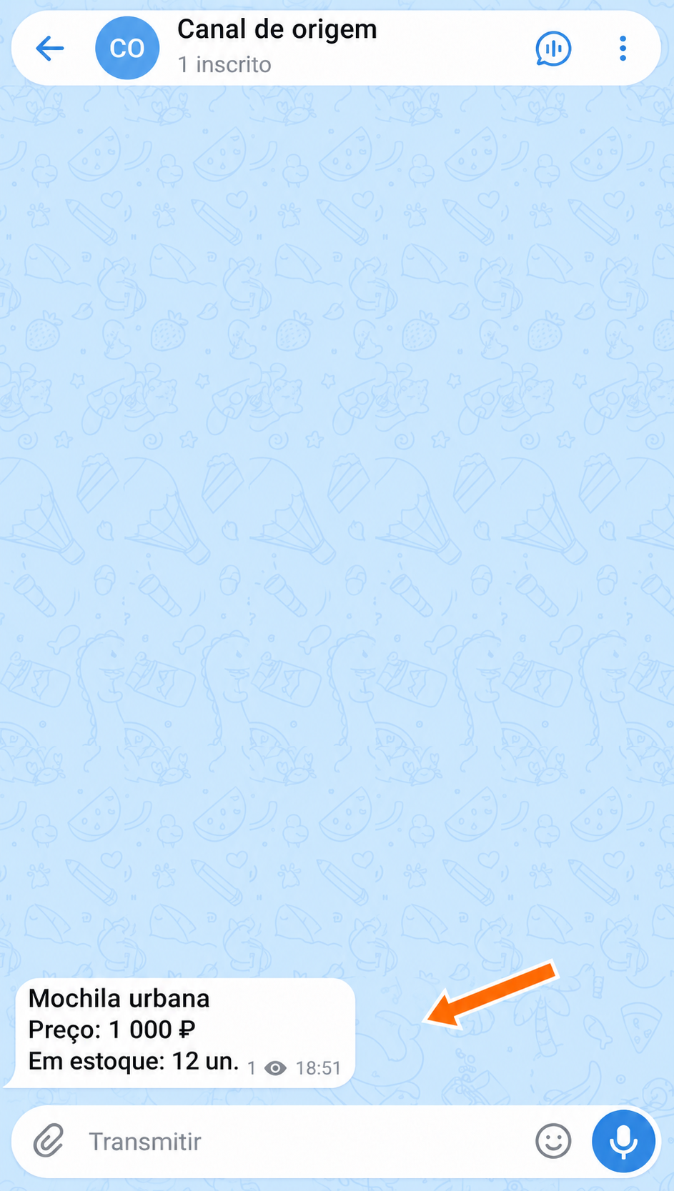 Mensagem original com preço de atacado
