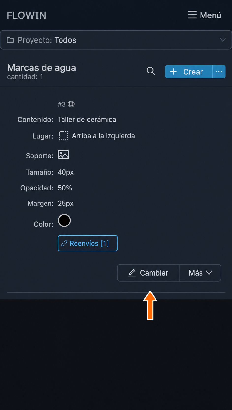 Botón para editar la marca de texto