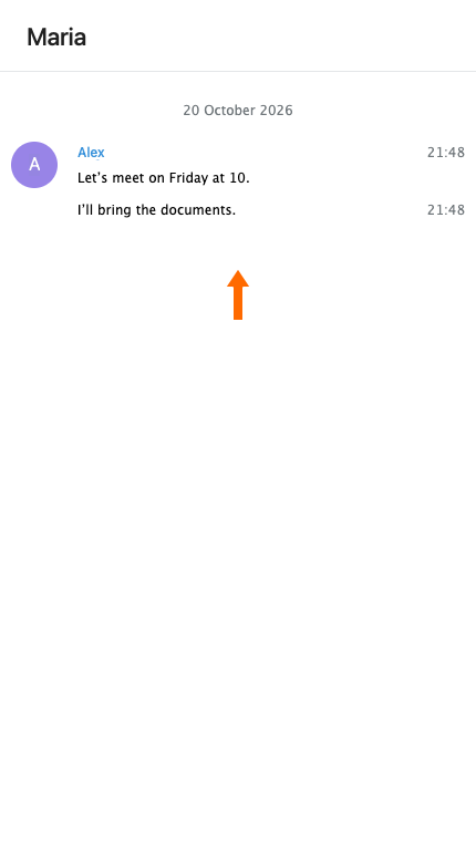 The saved conversation in messages.html.