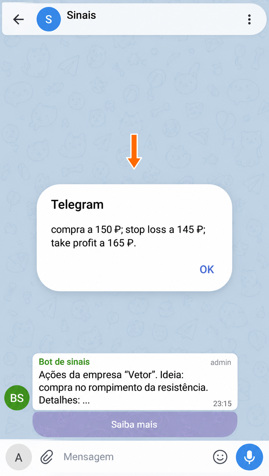 Botão original e sua resposta de texto