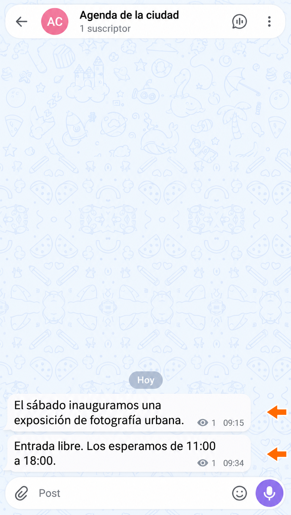 Publicaciones del canal de origen Agenda de la ciudad
