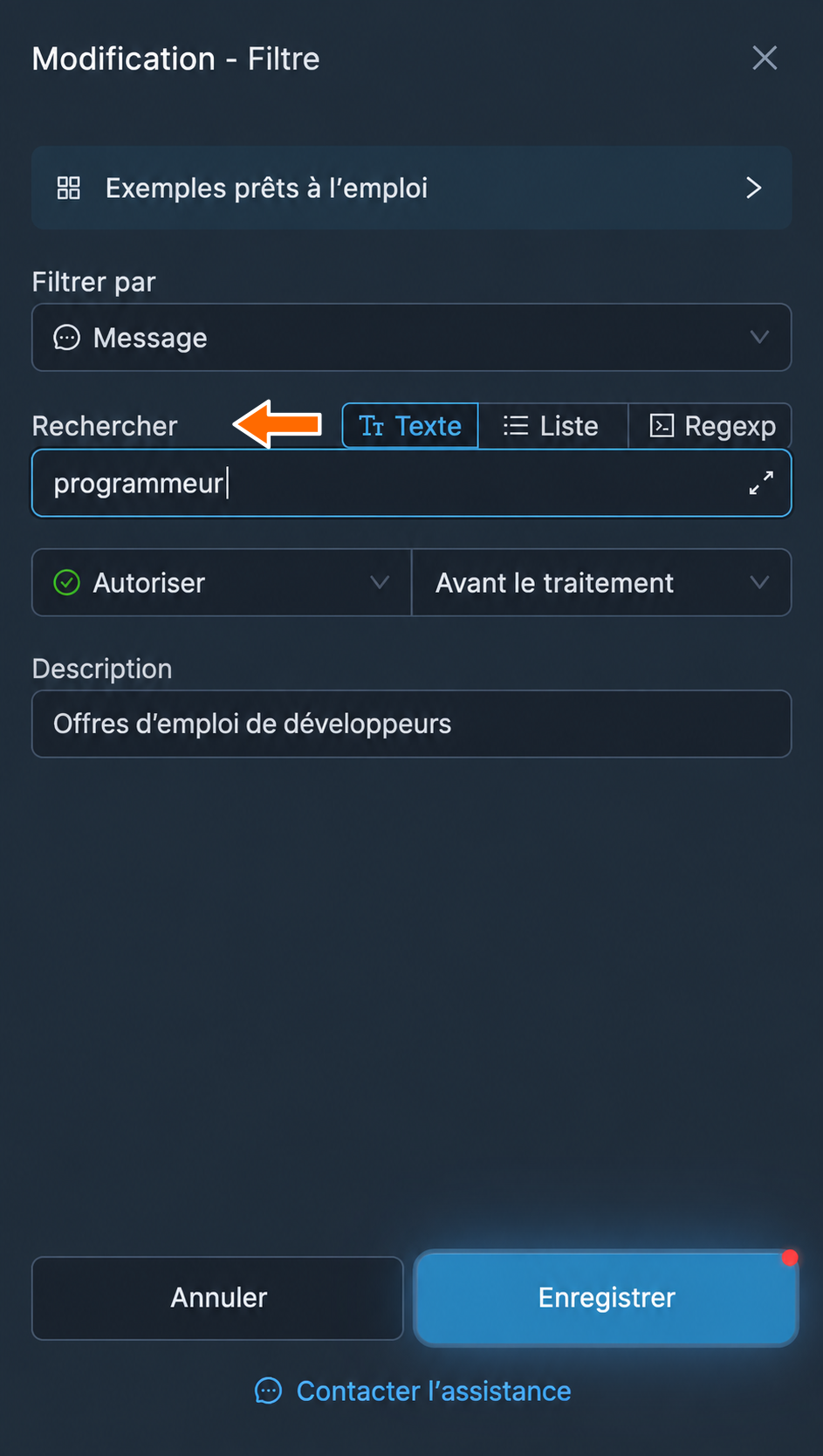 Recherche d’une suite de caractères en mode « Texte »