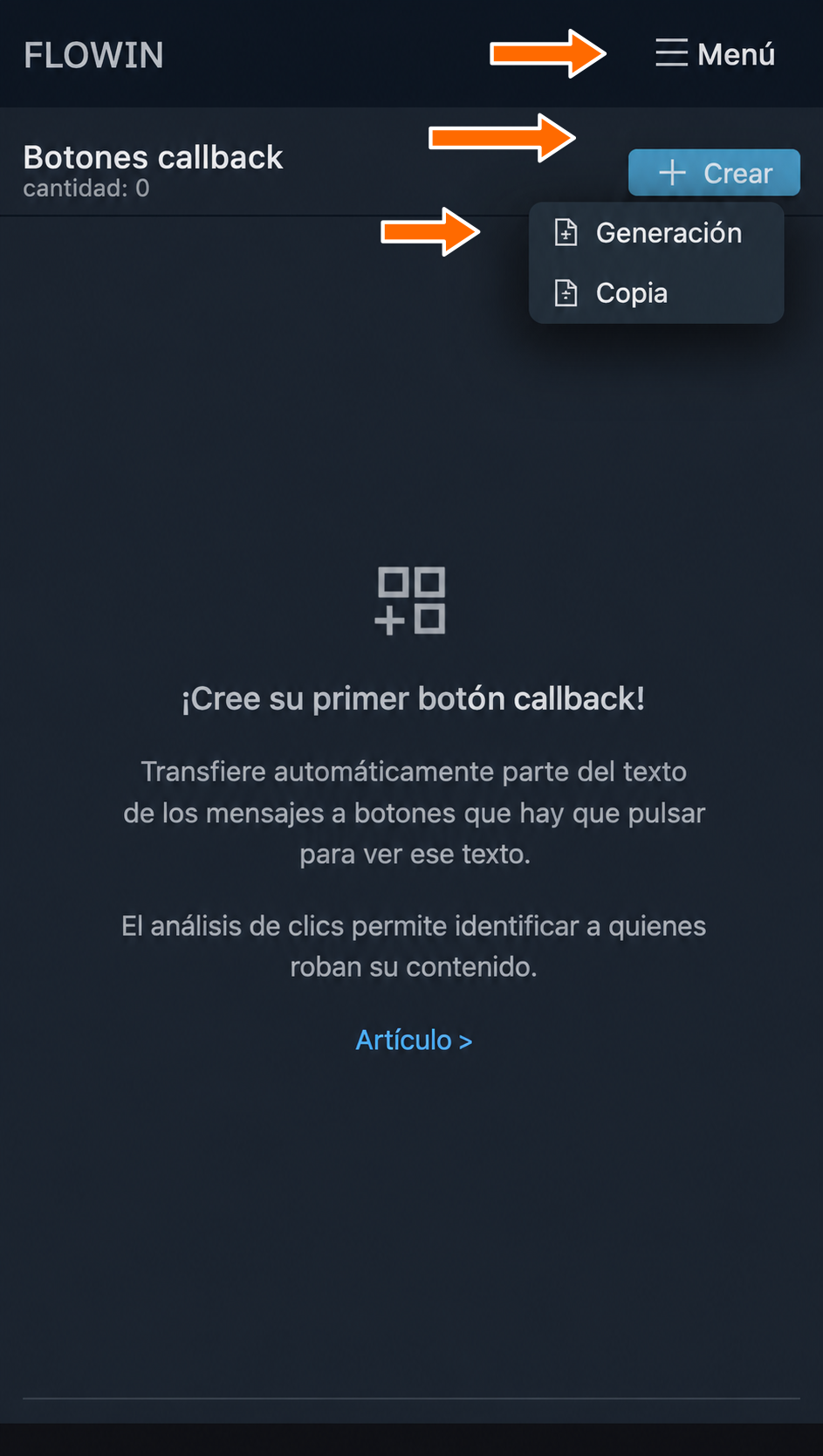 Creación de un botón en el modo «Generación»