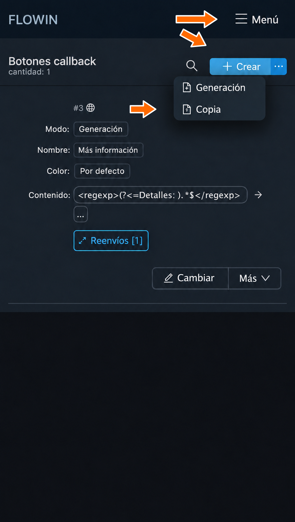 Creación de una configuración en el modo «Copia»
