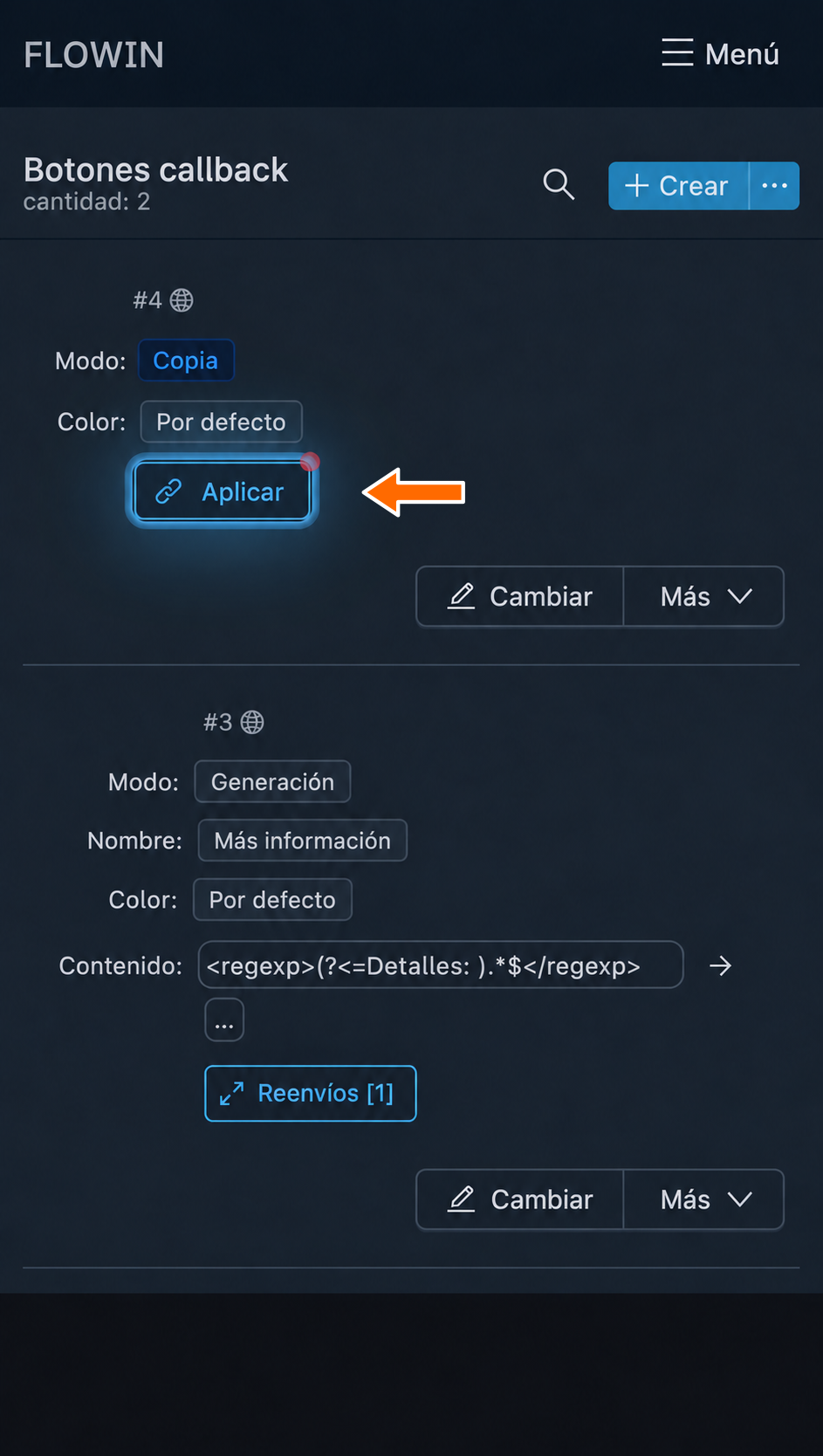 Aplicación de la copia al reenvío