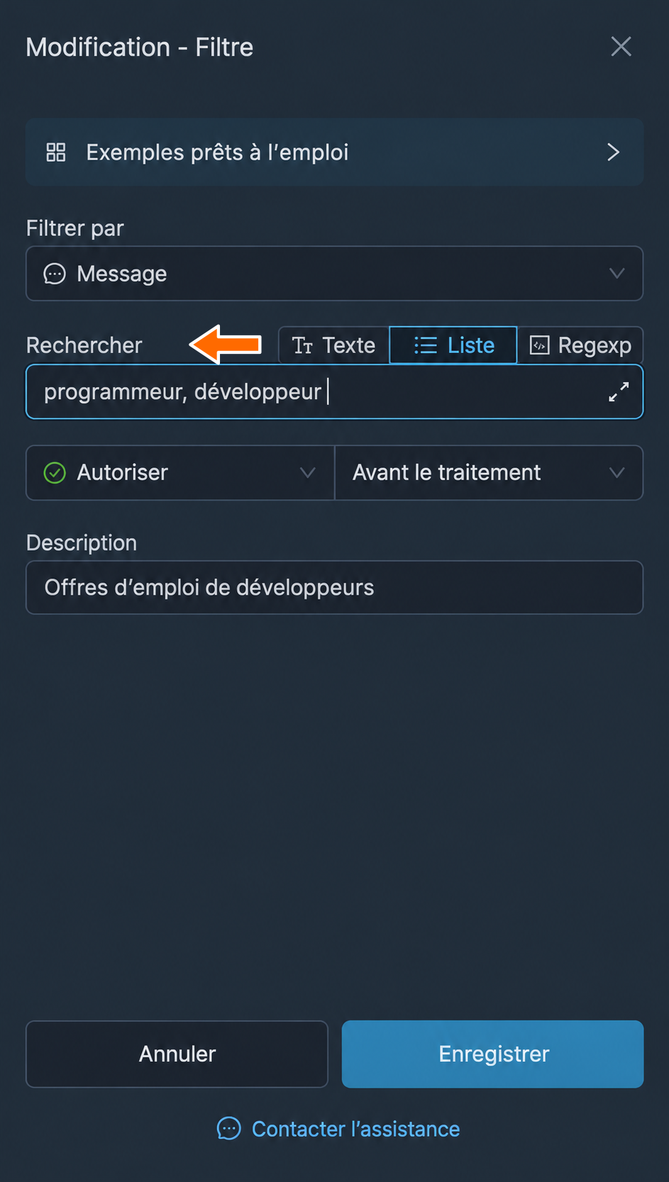 Plusieurs variantes en mode « Liste »